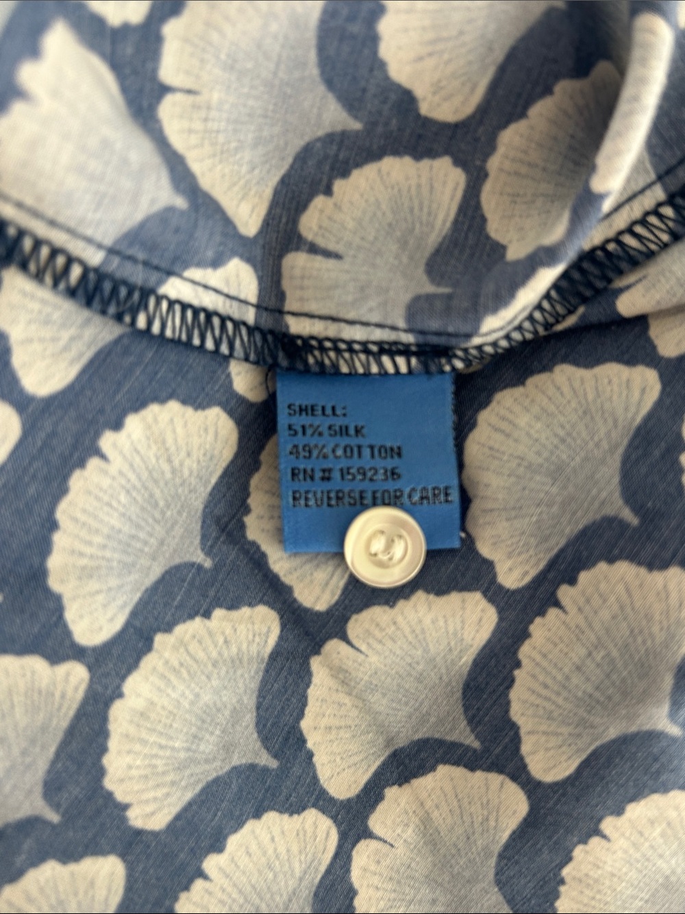 J. McLaughlin silk & cotton, navy and white tiered shirtdress - Picture 6 of 6